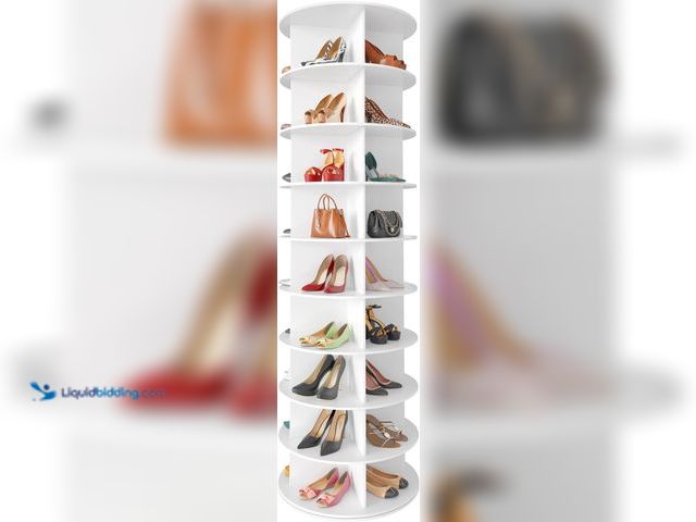 Lot 49-3528064 - SpaceAid 9 Tier Rotating Shoe Rack Tower, Spinning Shoe Display Lazy Susan, Revolving 360 Shoe Rack ...