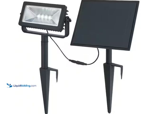 Lot 49-1576565 - Hampton Bay 150-300 Lumen Black LED High-Low Metal Rectangular Weather Resistant Outdoor Solar Wall ...