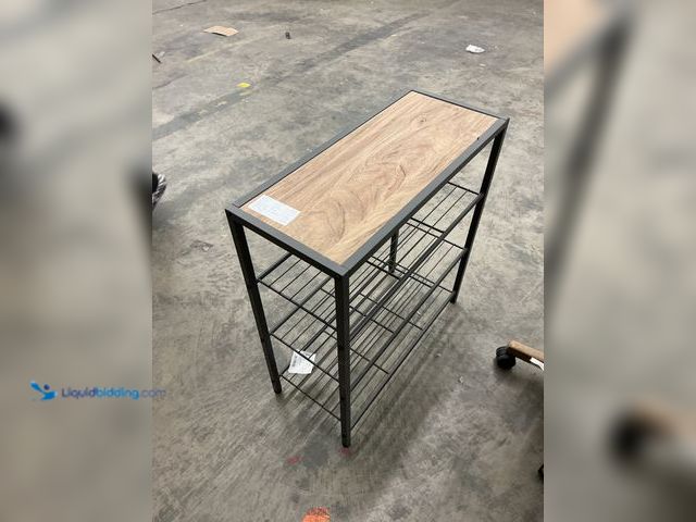 Lot 49-5485316 - TRINITY 4-tier Shoe Rack with Console Top, Dark Gray. Item 2806402 | Model CTBFPDG-2422. Used and mi...