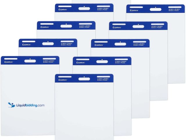 Lot 49-5553629 - Comix Sticky Easel Pad, 25 x 30 Inch Flip Chart, 30 Sheets/Pad, 10 Pads | Super Sticky self stick ea...