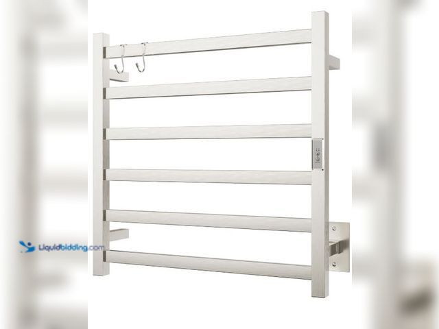 Lot 49-5436407 - Wall Mounted Towel Warmer Square 6 Bars with Plug-in and Hardwired Options 3 Working Modes Brushed S...