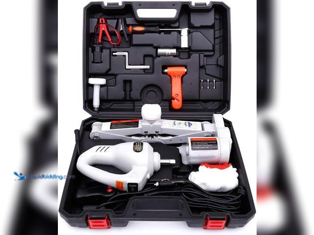 Lot 49-5437873 - Electric Car Jack Kit 12V Trailer Floor Jack Stands Set 3 Ton Vehicle Scissor Car Lift for Tire Chan...