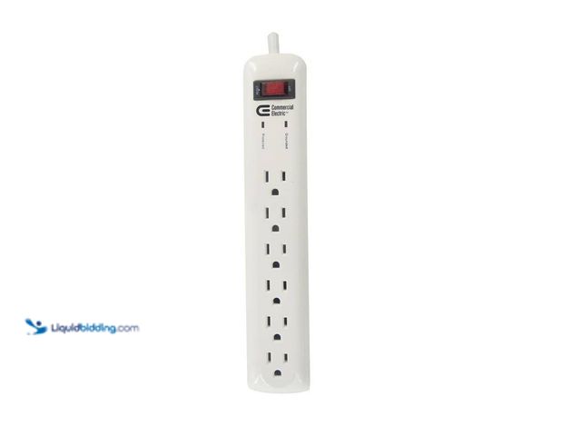 Lot 49-5435367 - Commercial Electric
8 ft. 6-Outlet Surge Protector, White (3pack) Unused