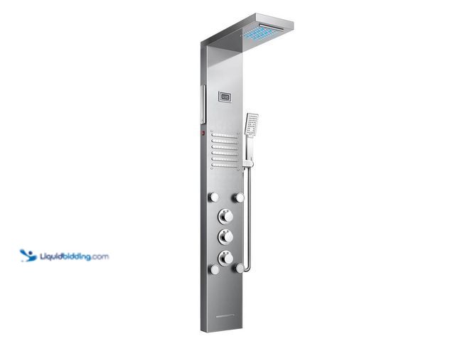 Lot 49-5437768 - FORIOUS LED Rainfall Waterfall Shower Head Rain Massage System with Body Jets, Bathroom Shower Panel...