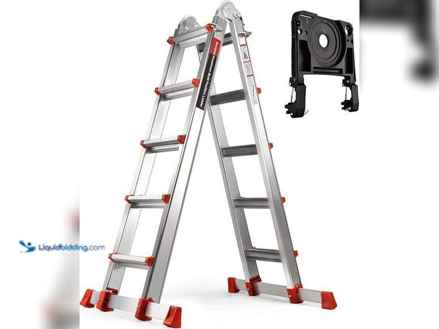 Lot 49-3466008 - Soctone Ladder, A Frame 5 Step Extension Ladder, 19 Ft with Multi Position & Removable Tool Tray wit...