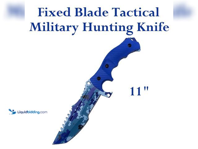 Lot 49-5492879 - Razor Tactical Full Tang Fixed Blade Tactical Military Hunting Knife 11" Blue Camo - NEW - This fixe...