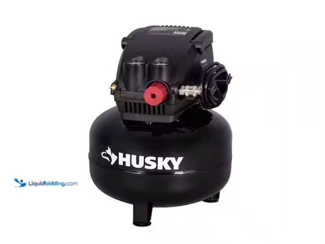 Lot 49-1577480 - Husky 3 Gal. 120 PSI Portable Electric Oil-Free Light Duty Pancake Air Compressor with Fold Down Han...