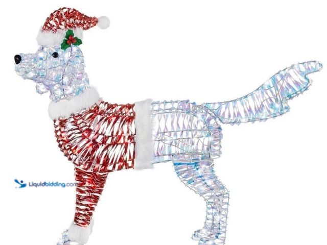 Lot 49-1546961 - Home Accents Holiday 4ft Iridescent Twist LED Dog in Santa Suit, Model # 1011140837, Unused, Unable ...