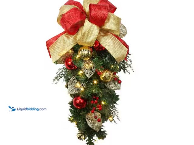 Lot 49-1547274 - Haute Décor 20 in. Pre-lit Madison Chairback Artificial Christmas Swag, Model # DCSW2002, Unused, Un...