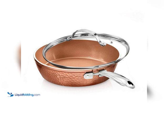 Lot 49-5487280 - Gotham Steel
Hammered Copper 12 in. Aluminum Non-Stick Fry Pan with Glass Lid Unused