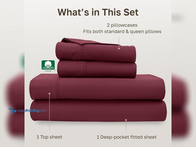Lot 49-5539609 - California Design Den Soft 100% Cotton Queen Size Bed Sheets Set, 400 Thread Count Good Housekeeping...