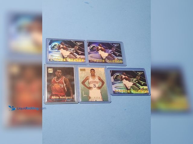 Lot 49-1817776 - 5- COLLECTIBLE ALLEN IVERSON ROOKIE BASKETBALL CARDS. VARIOUS BRANDS AND ALL CARDS ARE IN PROTECTIVE...