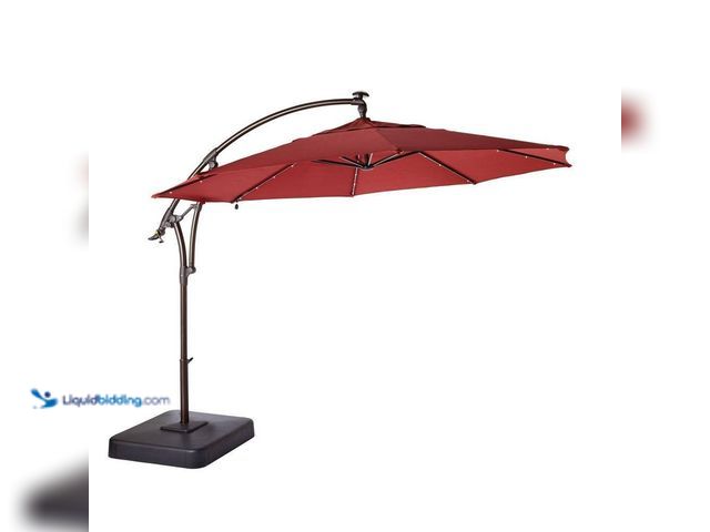 Lot 49-5508617 - Hampton Bay
11 ft. Cantilever Solar LED Offset Outdoor Patio Umbrella in Chili Red. Model # YJAF052...