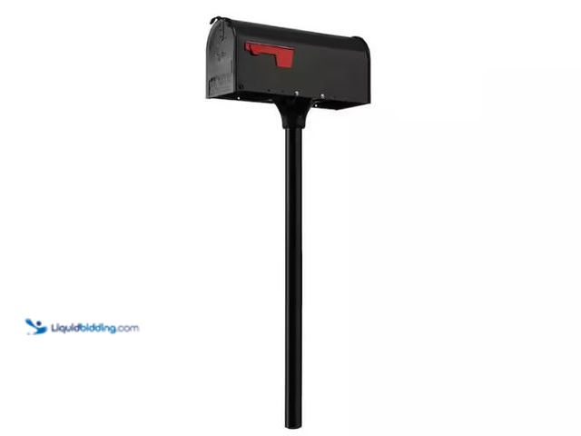 Lot 49-1569153 - Architectural Mailboxes Elite Black, Medium, Galvanized Steel, Mailbox and Post Kit Mailbox, Model #...