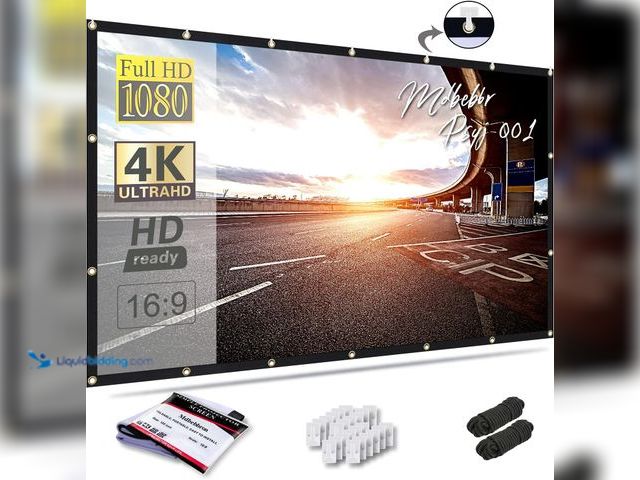 Lot 49-3531127 - 120 inch Projector Screen 16:9 Foldable Anti-Crease Portable Projector Movies Screens for Home Theat...