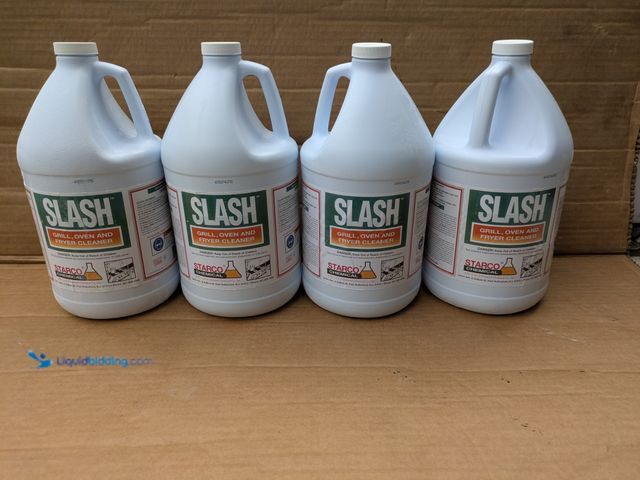Lot 49-1792117 - New Cleaning solution SLASH Grill, Oven, and Fryer Cleaner 4 - 1 gallon Plastic Bottles