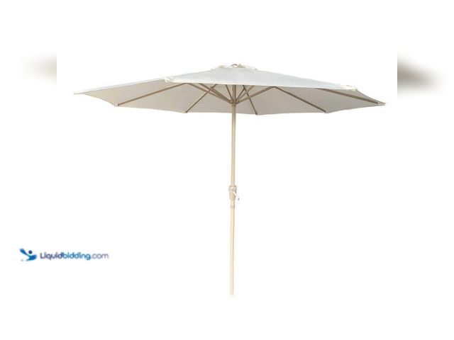 Lot 49-5447653 - 9 ft. Aluminium Market Patio Umbrella in Beige, Outdoor Table Umbrella with 8-Sturdy Ribs, Push Butt...