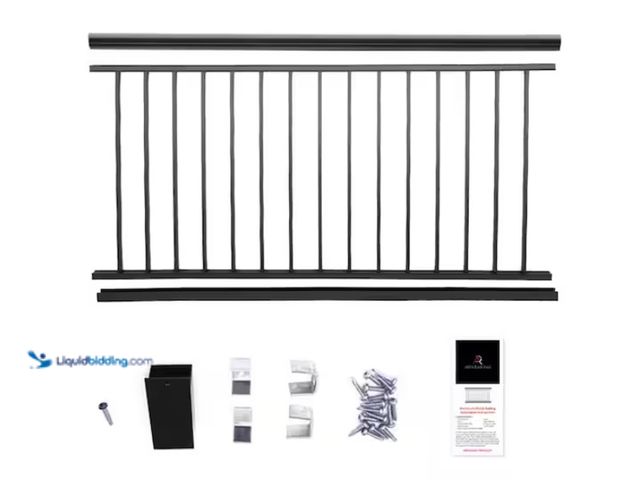 Lot 49-1622736 - Aria Railing 36 in. x 69.43 in. Black Powder Coated Aluminum Preassembled Deck Railing, Model # A366...