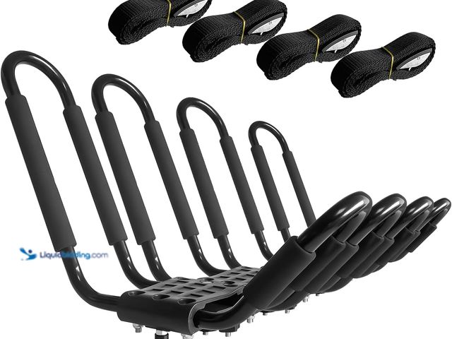 Lot 49-5553162 - Kayak Roof Rack, 2 Pair J-Bar Roof Rack with 4 Ropes. Heavy Duty Kayak Roof Carrier for Your Canoe S...
