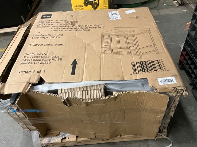 Lot 49-5449126 - Home Decorators Collection Merryfield 43" Single Sink Vanity with Carrara Marble Top (parts and repa...