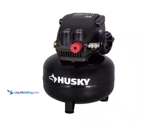Lot 49-1566897 - Husky 3 Gal. 120 PSI Portable Electric Oil-Free Light Duty Pancake Air Compressor with Fold Down Han...