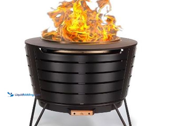 Lot 49-1577205 - TIKI Patio Fire Pit Bundle – 25-Inch Smokeless Wood Burning Outdoor Fire Pit for Backyard, Patio, De...