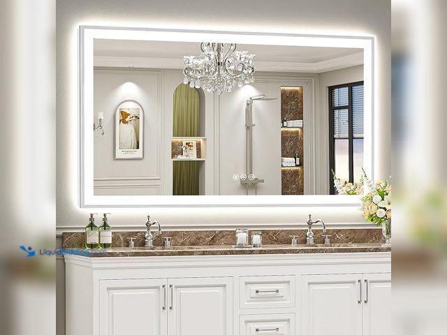Lot 49-1630729 - 72x40 Inch Brushed Nickel LED Bathroom Mirror, Backlit & Front Lit (MSRP $440.00) Silver Framed Anti...