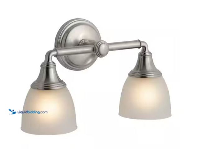 Lot 49-1624697 - KOHLER Devonshire 2 Light Brushed Nickel Indoor Bathroom Vanity Light Fixture, Position Facing Up or...