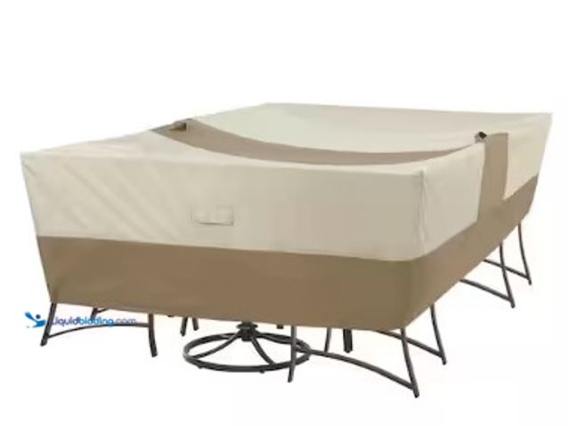 Lot 49-3631464 - Hampton Bay Rectangular Outdoor Patio Table with Chair Cover, Model # 970147-C, Unused.   Ref#PA0804