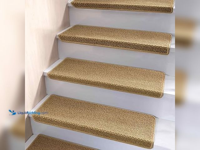 Brakki Fiber Stair Treads 7-Pack – Non-Slip Edging Protectors, 29.5 X 9.5 X 1.5 Inches, Black, Tape-Free Self-Adhesive For Wood, Marble & Brick Stairs