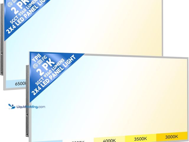 Lot 49-5581839 - 2 Pack 2x4 LED Flat Panel Light Drop Ceiling Fixture 5CCT Dimmable 9360LM MODEL:B0GRGXZ962 UNUSED. U...