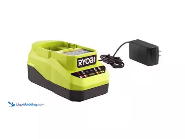 Lot 49-1577191 - RYOBI ONE+ 18V Lithium-Ion Charger, Model # PCG002, Slightly Used, Works, Powers On.   Ref#AHDSB0205