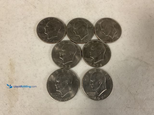 Lot 49-1505655 - LOT OF 7 “IKE” EISENHOWER LARGE ONE DOLLAR COINS INCLUDING 1971, 1972, 1976 AND 1977 #COINS1211