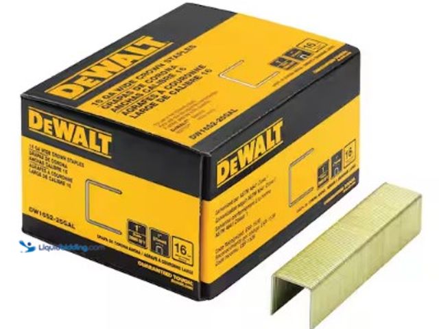 Lot 49-3615699 - (2,000ct.) DEWALT 1 in. x 1 in. x 16-Gauge Galvanized Wide Crown Construction Staple, Model # DW16S2...