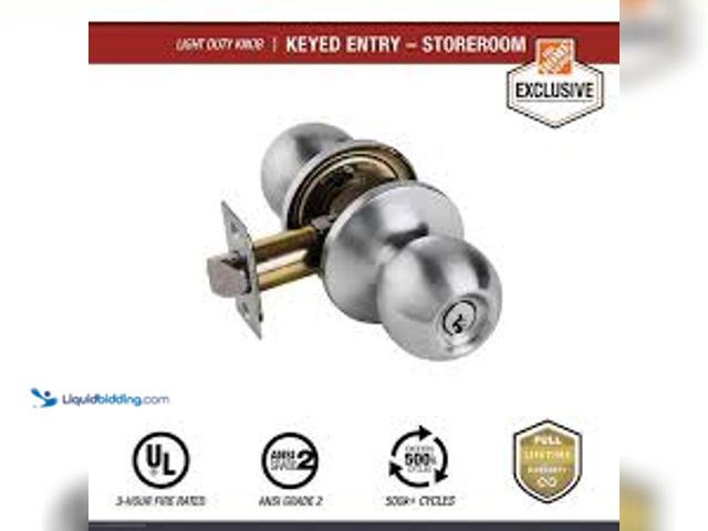 Lot 49-5489056 - Universal Hardware Light Duty Commercial Storeroom Knob, UL 3-Hour Fire, ANSI Grade 2, Satin Chrome ...