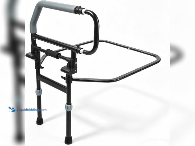 Lot 49-5542666 - Safety Bed Rail for Elderly Adults - Foldable Bed Assist Rail with Adjustable Height & Storage Pocke...