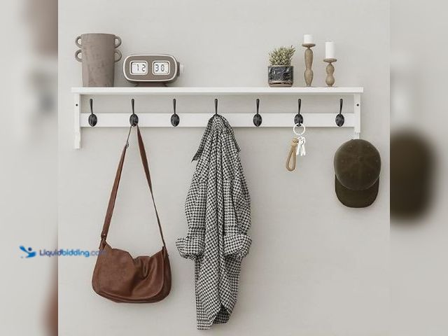 Lot 49-1547490 - AMBIRD Coat Rack Wall Mount, 35 Inch Large Coat Hooks Wall Mounted with 7 Dual Metal Hooks and 2 Sid...