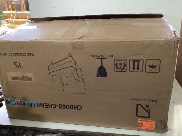 Lot 49-1636780 - Uixe Modern Ash Grey Chenille Arm Chair with Flared Arm Model # CH0068C, Unused, Opened To Verify, B...