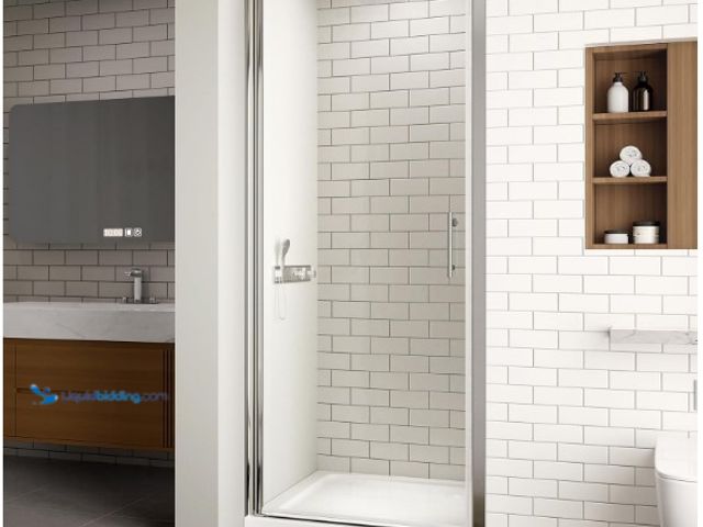 Lot 49-3631295 - 28-29.4" W x 72" H Frameless Pivot Shower Door, Chrome | 1/4"(6mm) Clear SGCC Tempered Glass, Adjust...