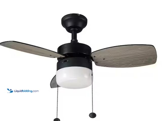 Lot 49-5459600 - Hampton Bay Triplicity 30 in. Indoor LED Matte Black Ceiling Fan with Light. Model # DB30TMB-LP. Mis...