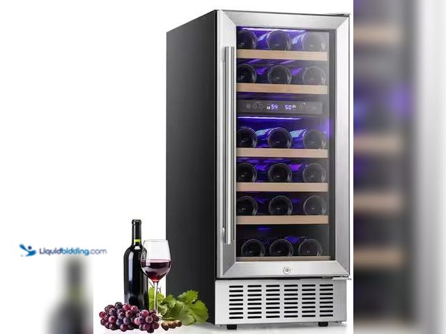 Lot 49-5512216 - COWSAR 15 in. Dual Zone 28 Wine Bottles and 66 Can Beverage and Wine Cooler in Stainless Steel Silve...