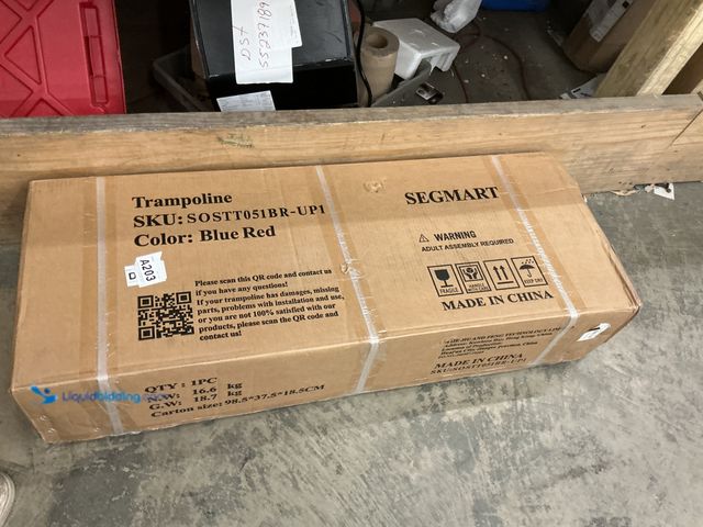 Lot 49-3538920 - Segmart Trampoline. Blue/red color. SKU:SOSTT051BR-UP1. Unused, poles only. NO attachments.
