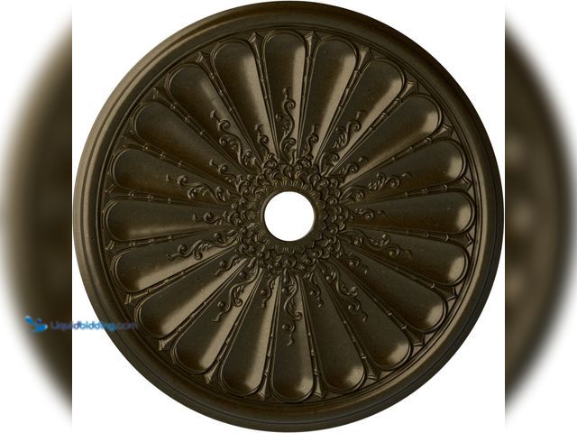 Lot 49-5408215 - Ekena Millwork Kirke 31.5-in W x 31.5-in L Painted Green Gold Polyurethane Whole Ceiling Medallion. ...
