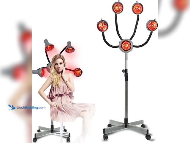 Lot 49-5410249 - 5 Head 750W Infrared Heat Lamp Red Light Portable Floor Hair Dryer Stand Up Color Processor Styling ...