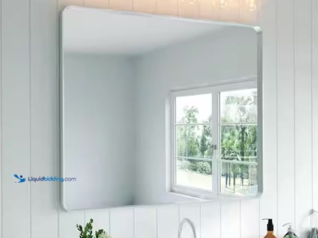 Lot 49-2006143 - TOOLKISS 48 in. W x 40 in. H Rectangular Aluminum Framed Wall Bathroom Vanity Mirror in Silver, Mode...