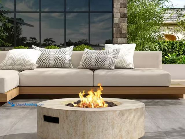 Lot 49-1623701 - CHRISTOPHER KNIGHT HOME Archer 30 in. 40000 BTU Patio Lightweight Concrete Propane Outdoor Fire Pit ...