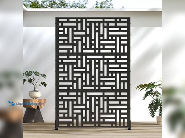 Lot 49-5553419 - Dovelina 72 in. H x 47 in. W Galvanized Metal Wall Sculptures Outdoor Privacy Screens Garden Fence i...