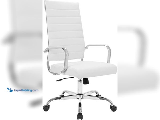 Lot 49-3482685 - LANDSUN Home Office Chair Ribbed Leather High Back Executive Swivel Computer Desk Chairs with Wheels...