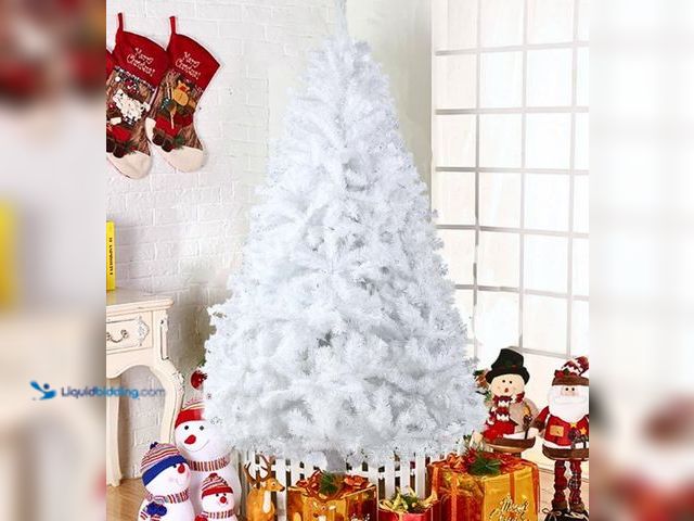 Lot 49-3529088 - Ktaxon 7.5ft White Christmas Tree Artificial Christmas Tree Seasonal Holiday Decoration w/ 1,500 Bra...