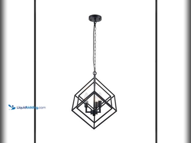 Lot 49-1814358 - 3-Light Nested Cube Pendant Light Fixture in Black